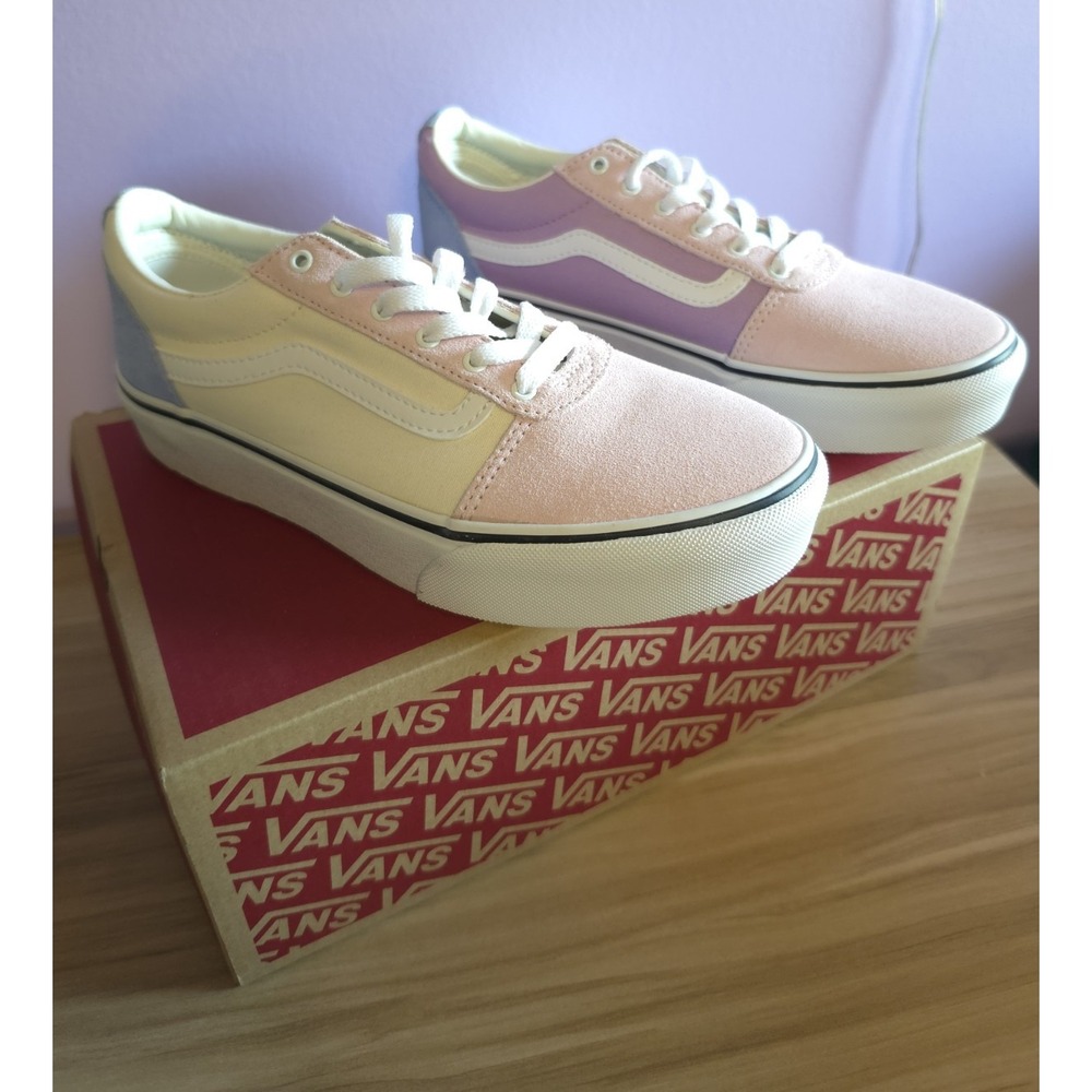VANS Ward Platform Pastel Colorblock Low Top Canvas Lace-Up NIB Size 6MY/8W
